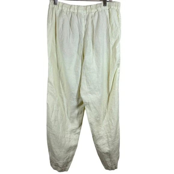 J Jill Love Linen Yellow  100% Linen Pull On Drawstring Pants Size M Lagenlook - Picture 2 of 7